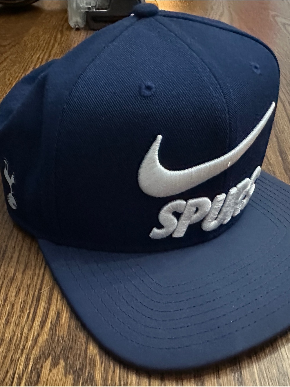 Nike Navy Blue Spurs Embroidered Snapback Cap White Swoosh Tottenham Hotspur